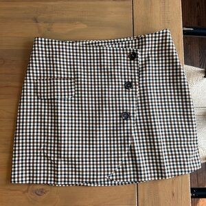 Blu Pepper Brown and White Checkered Mini Skirt